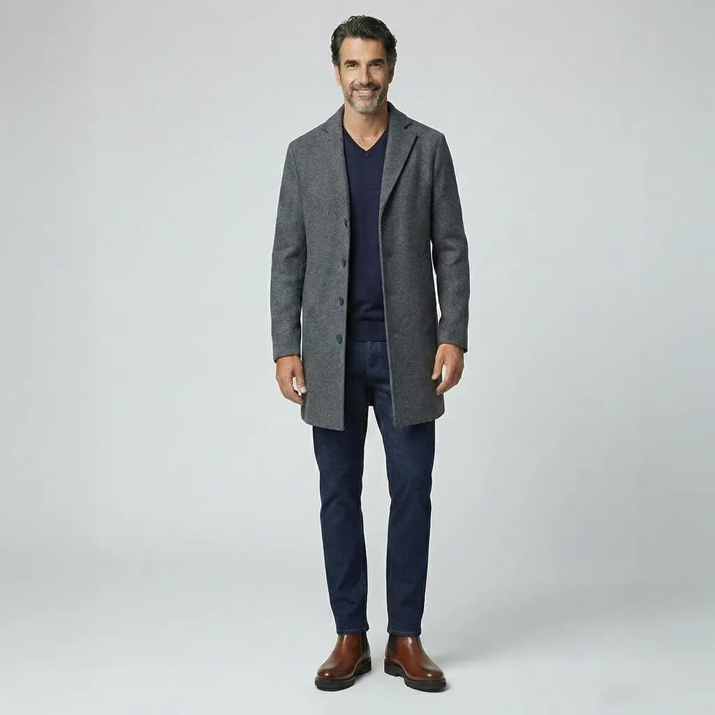 Pardessus Long Laine Gris foncé